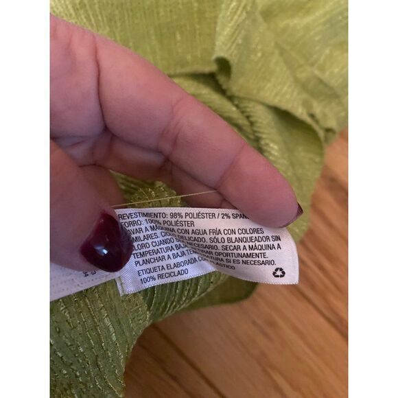 Wild Fable womens green shimmer ruffled v-neck layered peasant short sun dress S - Picture 8 of 8